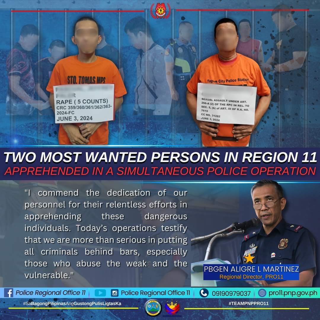 2 most wanted persons in Region XI nabbed